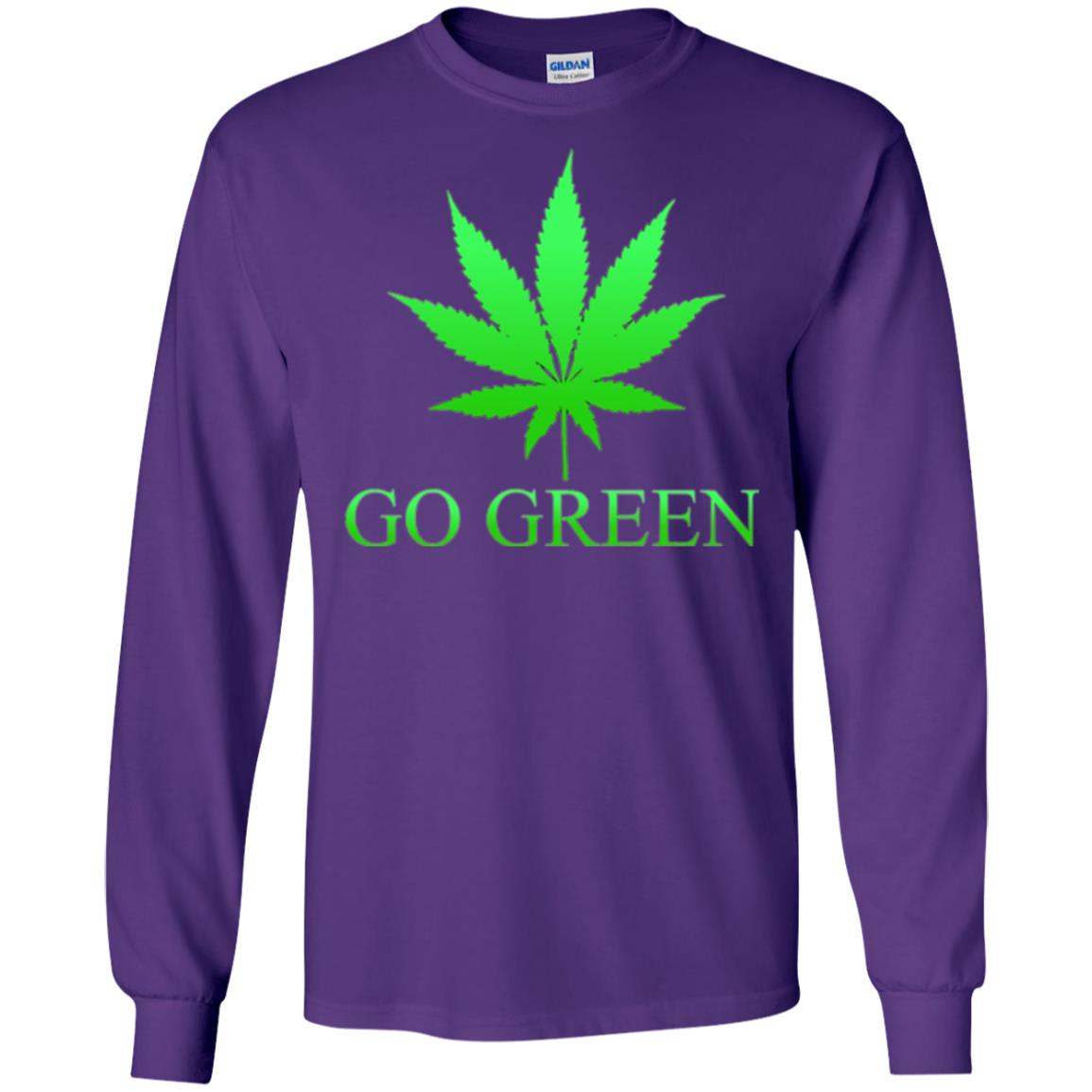 Go Green Weed T Shirt Marijuana Leaf Purple