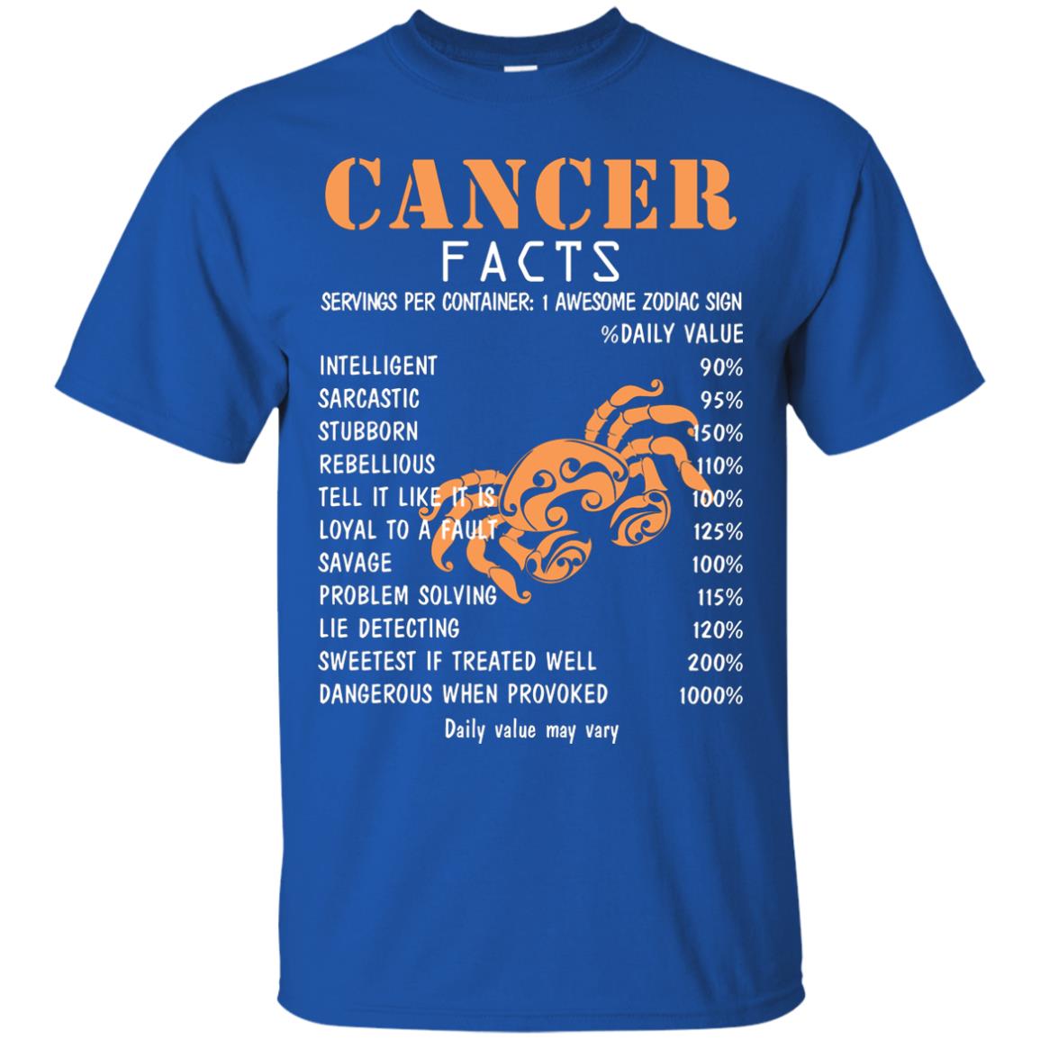 Cancer Facts 1 Awesome Zodiac Sign Gift Shirt For Cancer Horoscope Royal