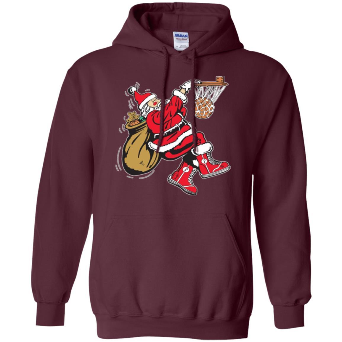 Christmas T-shirt Basketball Santa Claus Maroon