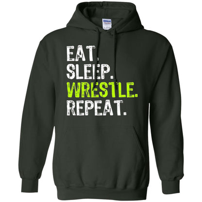Wrestling T-shirt Eat Sleep Wrestle Repeat Forest Green