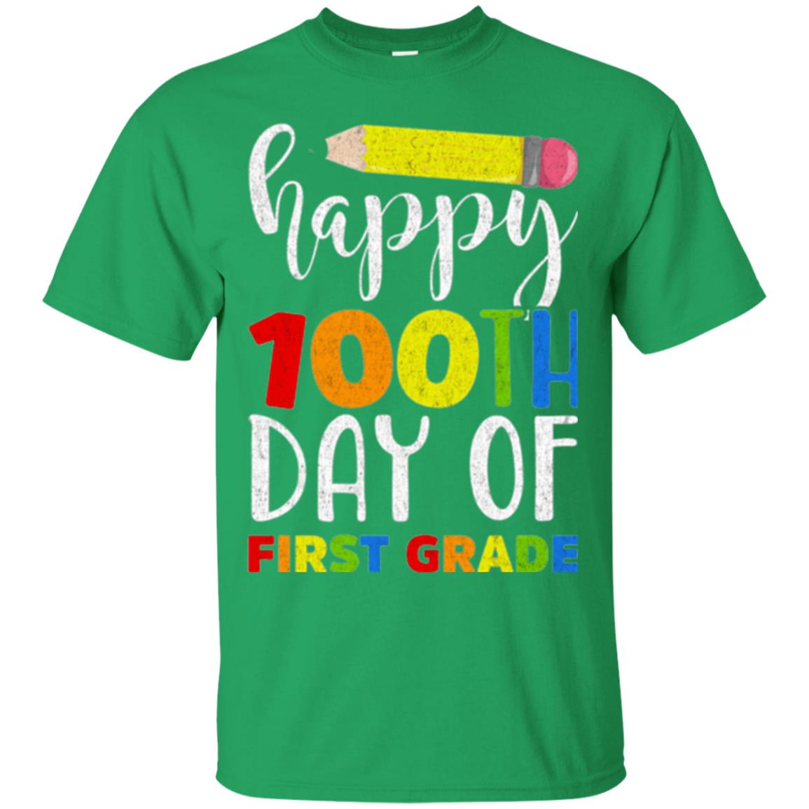 Children T-shirt Happy 100th Day Of First Grade Irish Green