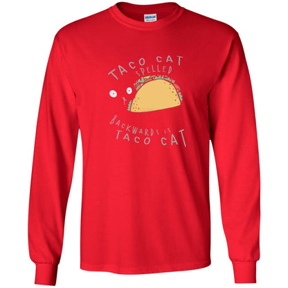 Cat Lovers T-shirt Taco Cat Spelled Backward Is Taco Cat Red