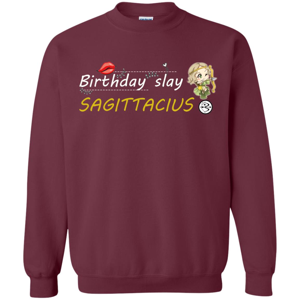 Cute Sagittarius Girl Birthday Lip Slay T-shirt Maroon