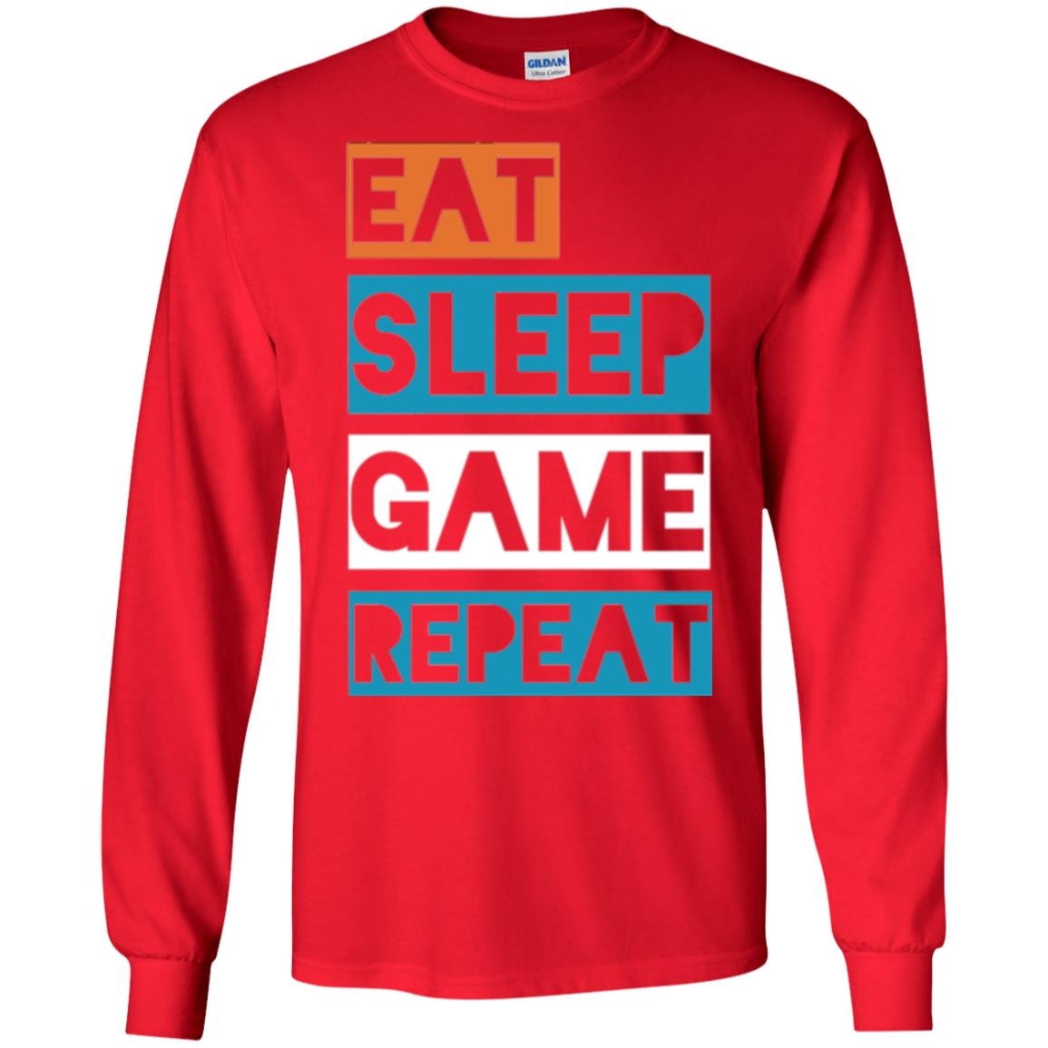 Eat Sleep Game Repeat Video Gamer Player T-shirt Red