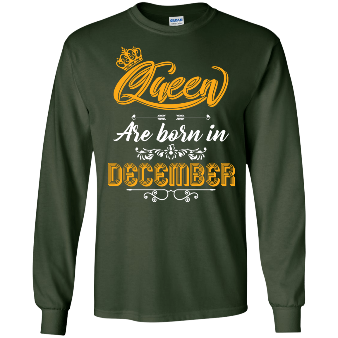 Brithday T-Shirt Queen Are Born In December Forest Green