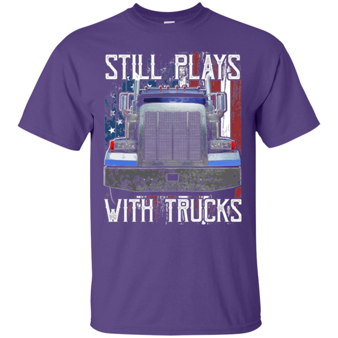Trucker T-shirt Still Plays With Trucks Purple