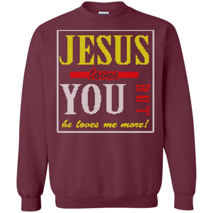 Jesus T-shirt Jesus Loves You But He Love Me More Maroon