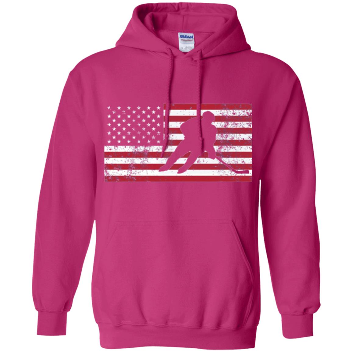Hockey T-shirt American Flag Usa Patriotic Ice Skating Heliconia