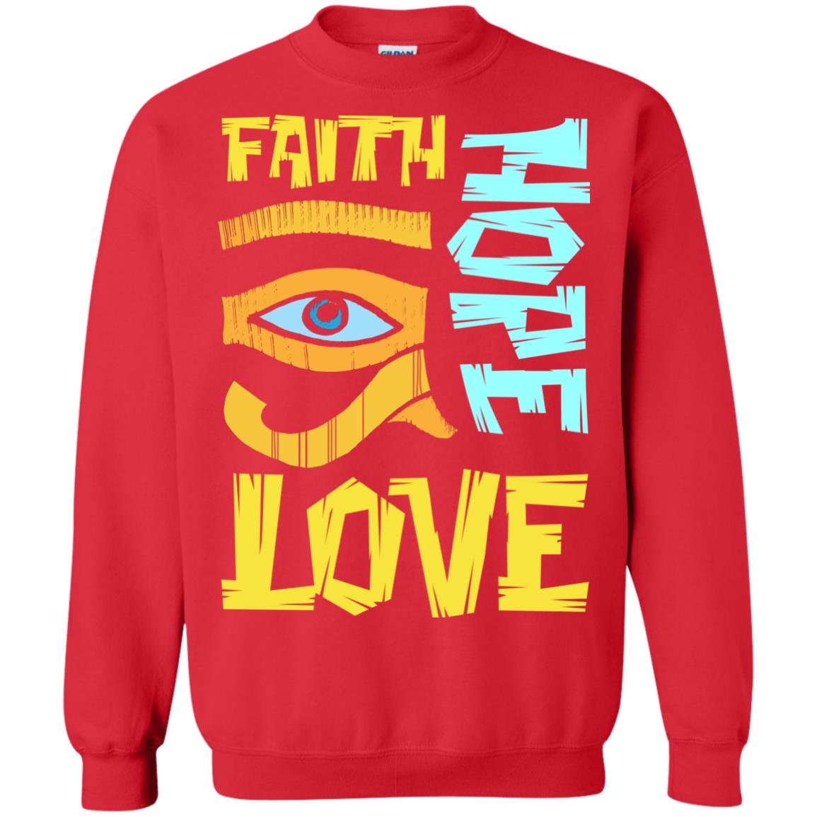 Faith Hope Love Christian T-shirt Red
