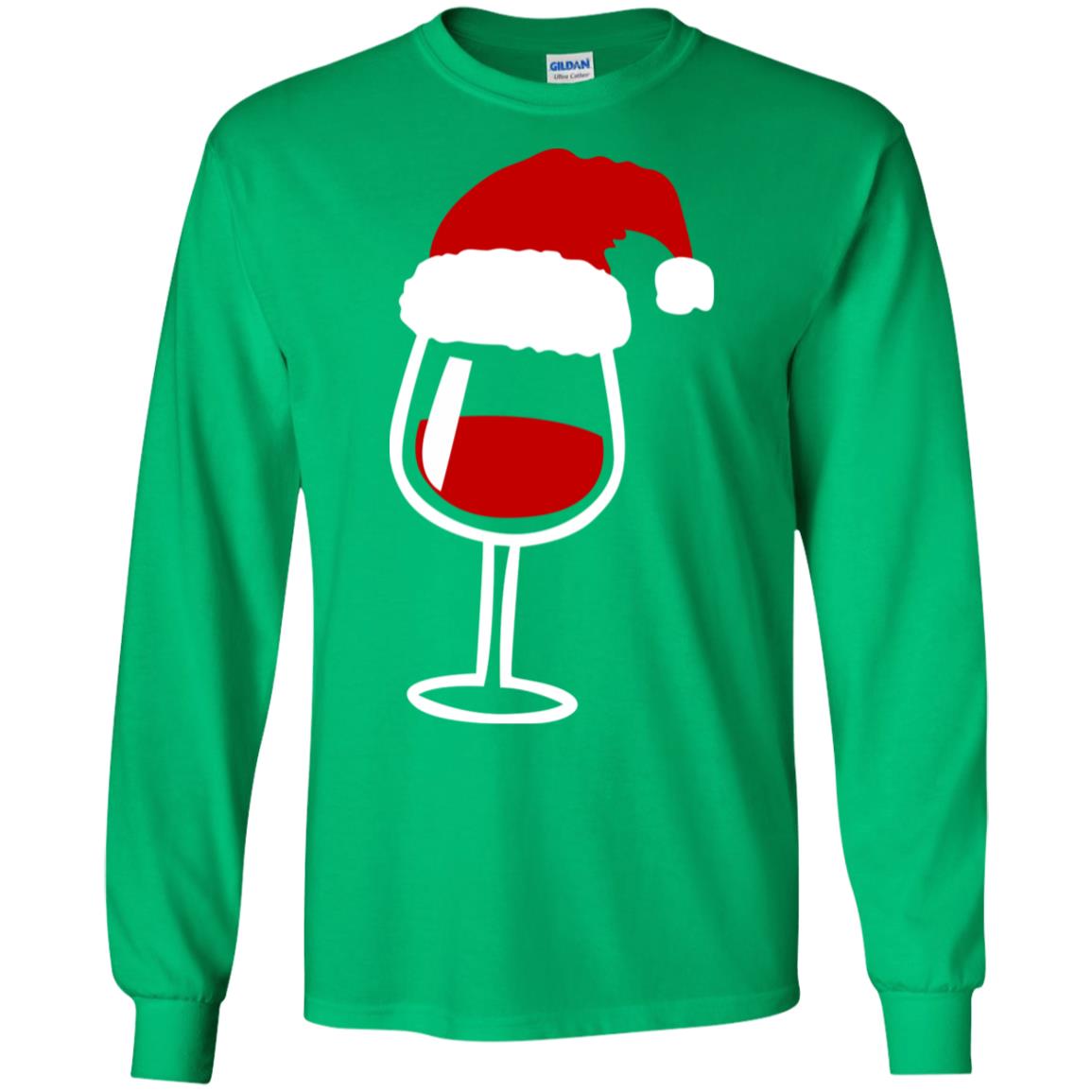 Twinkle Red Wine Glass Santa Hat X-mas Gift Shirt Irish Green