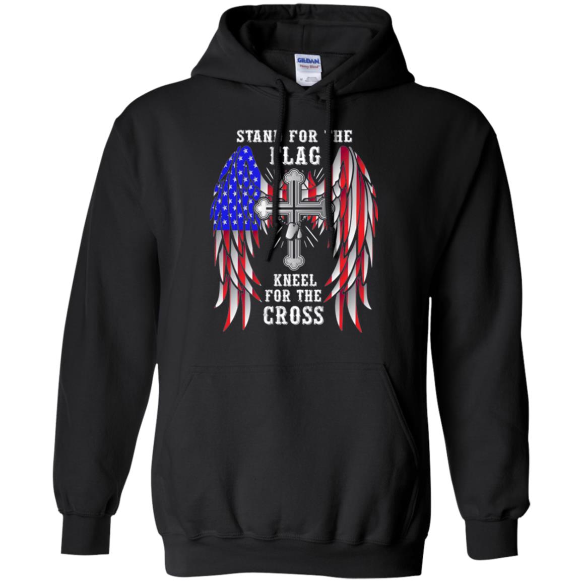Christian T-shirt Stand For The Flag Kneel For The Cross Black