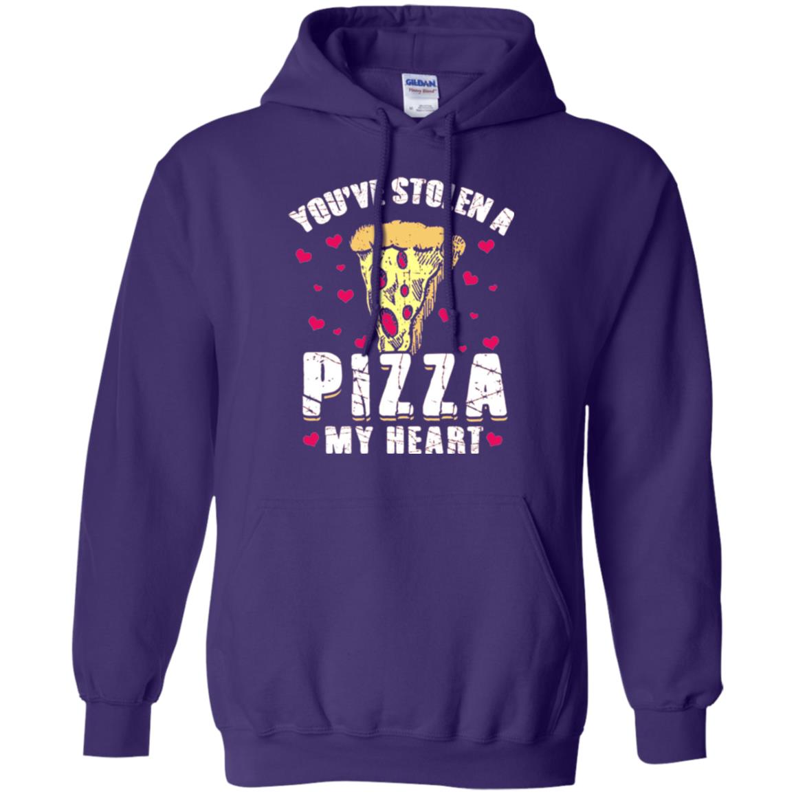 Funny Valentines Day Shirt Food Gift You_ve Stolen Pizza My Heart Purple