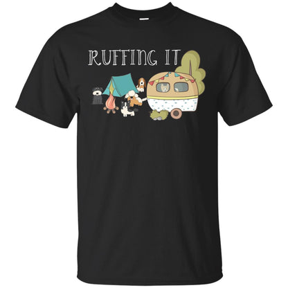 Ruffing It Camping With Dogs Camper T-shirt Black