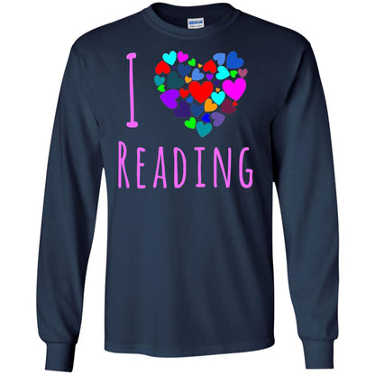I Love Reading Club Heart Love Books Gift Shirt For Bookworm Navy
