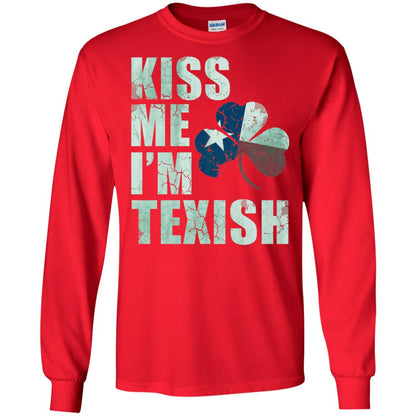Kiss Me I_m Texish St. Patrick_s Day T-shirt Red