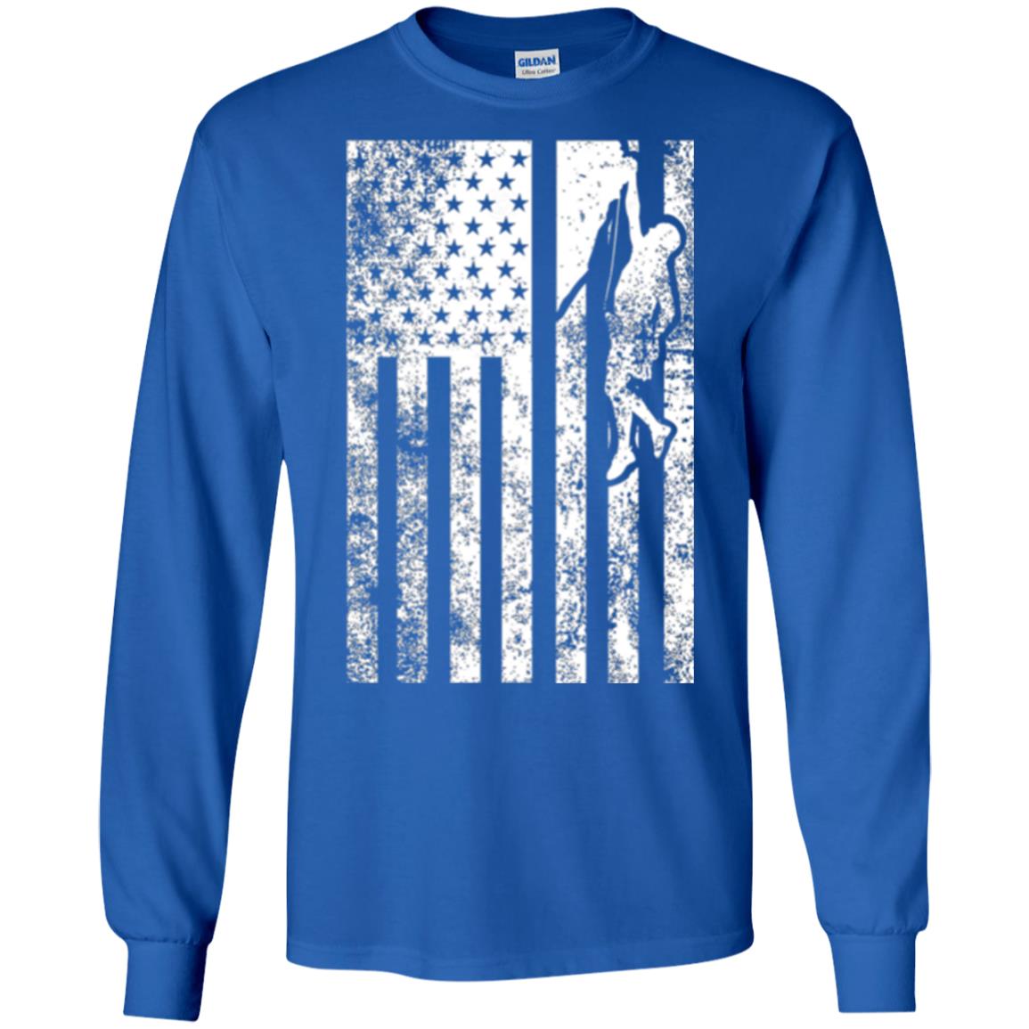 Rock Climbing T Shirt - Rock Climbing Flag Of United States T-shirt Royal