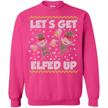 Christmas T-shirt Let's Get Elfed Up Heliconia