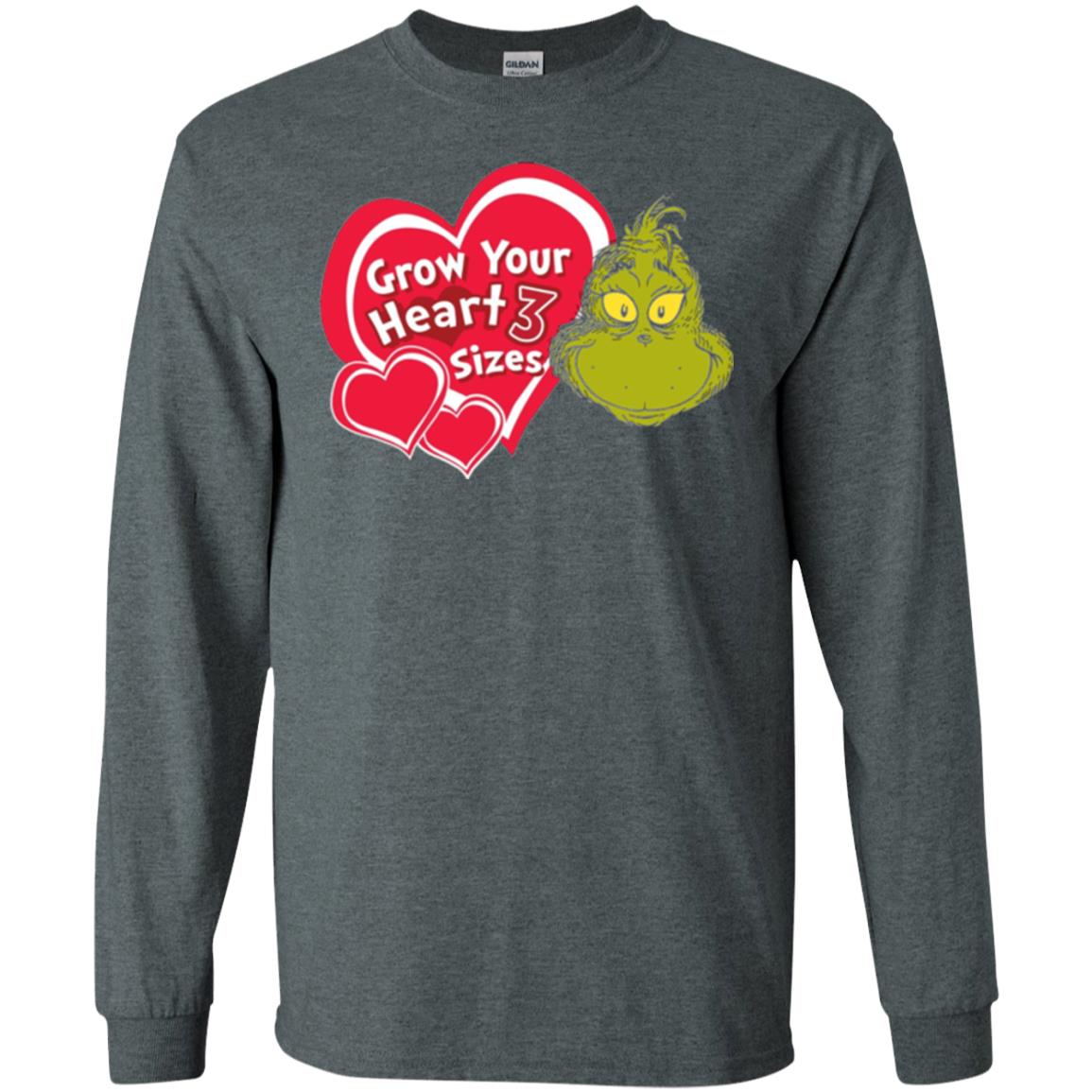 Dr. Seuss Grinch T-shirt Grow Your Heart 3 Sizes Dark Heather