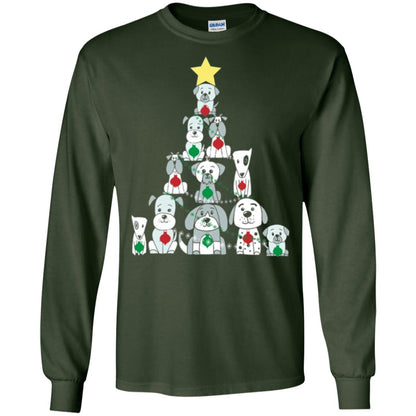 Dogs Lovers T-shirt Christmas Tree By Dogs Forest Green