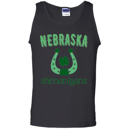 Nebraska Shenanigans Horseshoe Clover St Patrick_s Day T-shirt Black