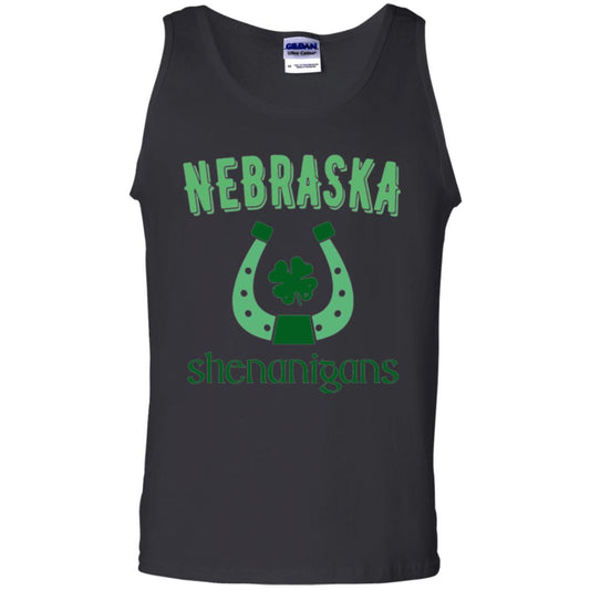 Nebraska Shenanigans Horseshoe Clover St Patrick_s Day T-shirt Black