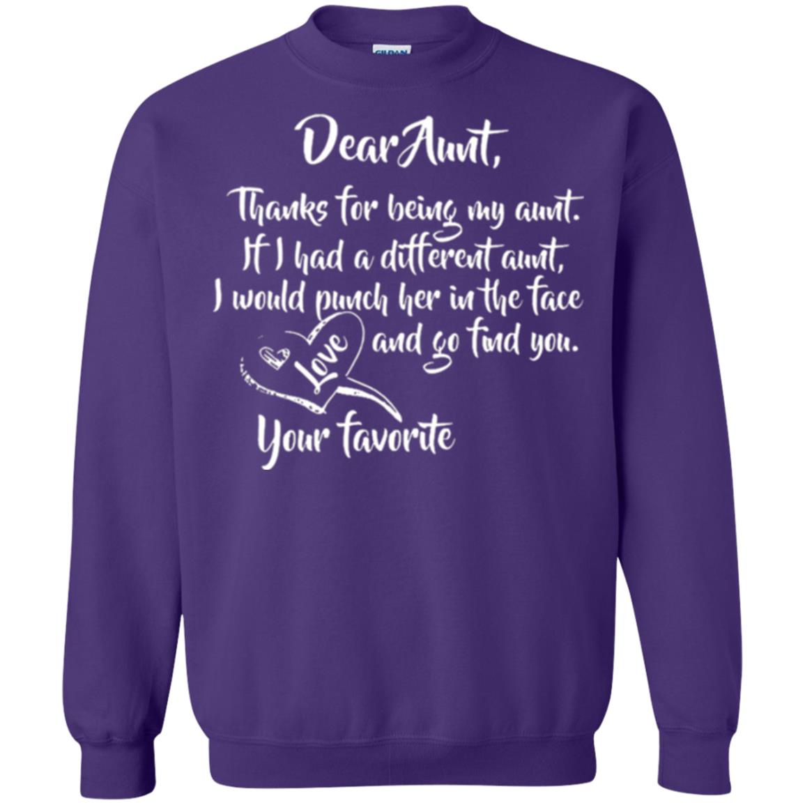 Family T-shirt Dear Aunt Thanks For Being My Aunt Purple
