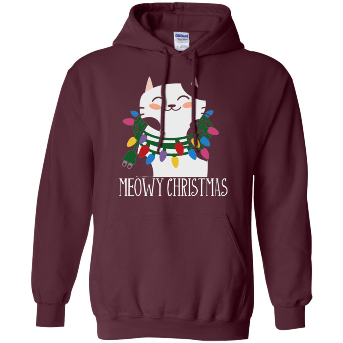 Meowy Christmas Holiday T-shirt Maroon