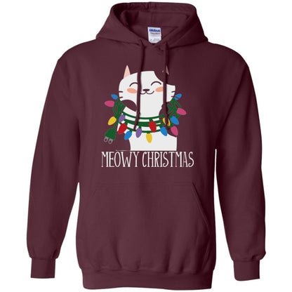 Meowy Christmas Holiday T-shirt Maroon