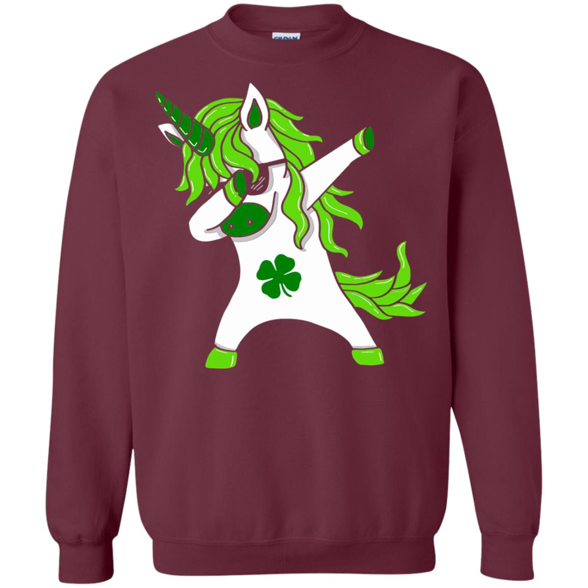 Dabbing Unicorn St Patricks Day Lepricorn T-shirt Maroon