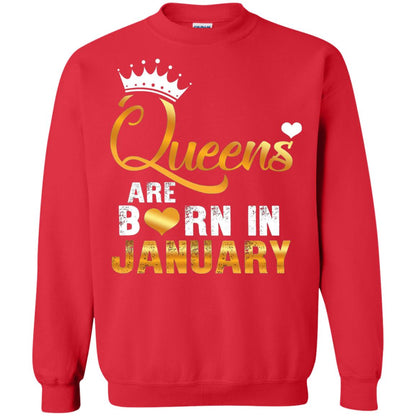 Birthday T-shirt Queens Are Born Iin January Red