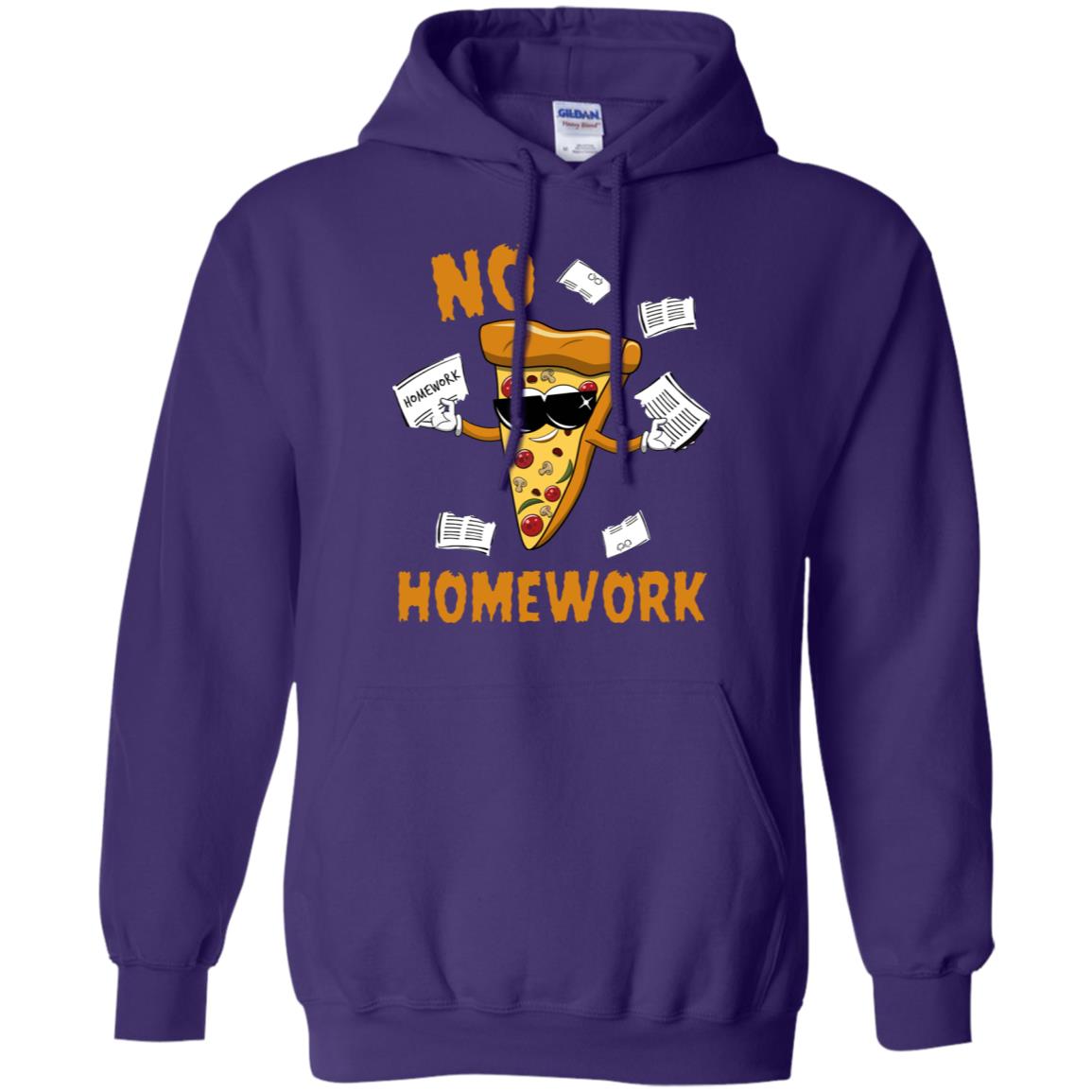 No Homework Funny Pizza Shirt Purple