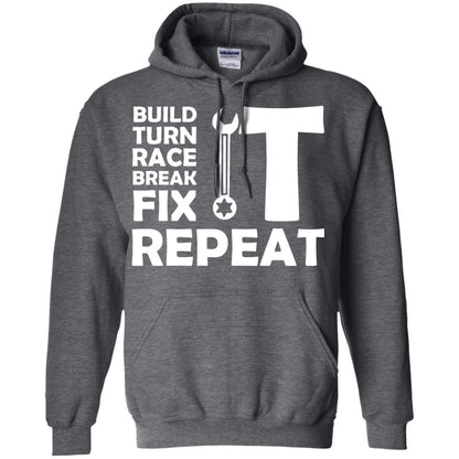 Build Turn Race Break Fix Repeat Racing Shirt Dark Heather