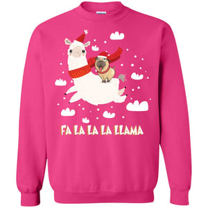 Fa La La La Llama With Pug X-mas Gift ShirtG180 Gildan Crewneck Pullover Sweatshirt 8 oz.