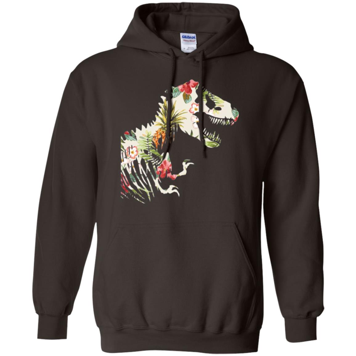 Dinosaur T-shirt Floral Tropical Hawaiian Pattern T Rex Dark Chocolate