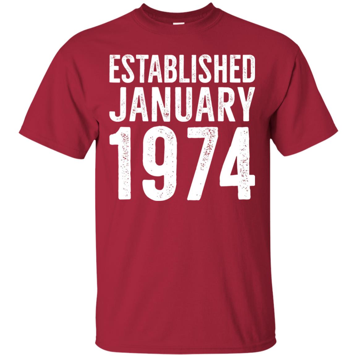 Established January 1974 43rd Birthday T-shirt Cardinal