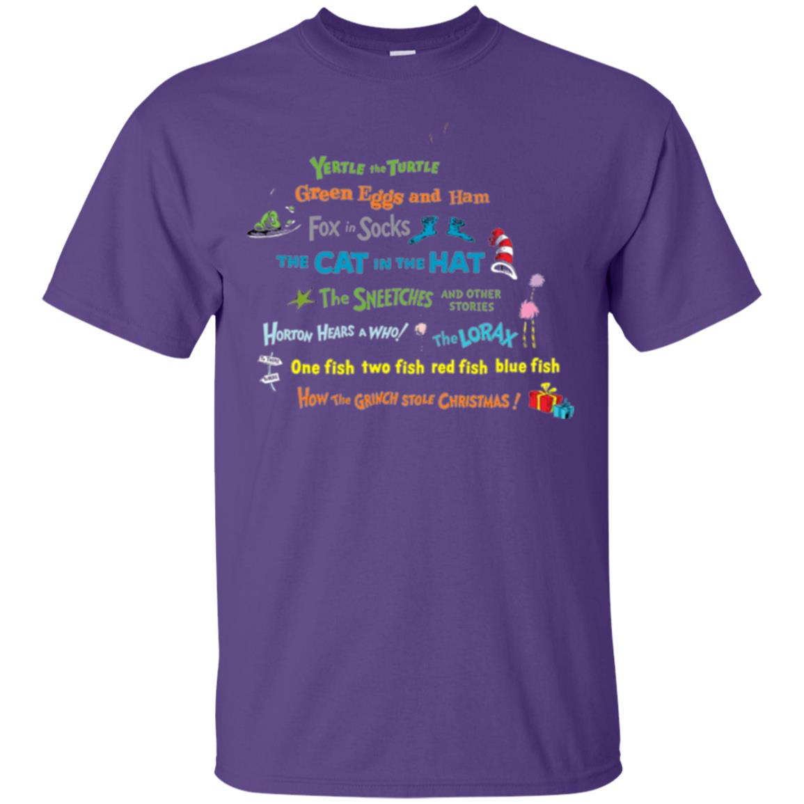 Dr. Seuss Book Title National Wear Red Day T-shirt Purple