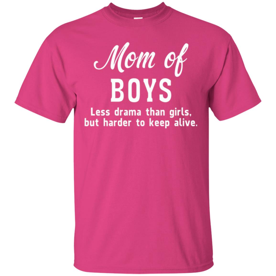 Mom Of Boys Less Drama Than Girls But Harder To Keep Alive T-shirt Mothers Day Heliconia