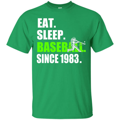 Eat Sleep Baseball Since 1983 35th Birthday Shirt Irish Green