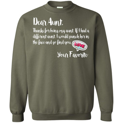 Family T-shirt Dear Aunt Thanks For Being My Aunt Military Green
