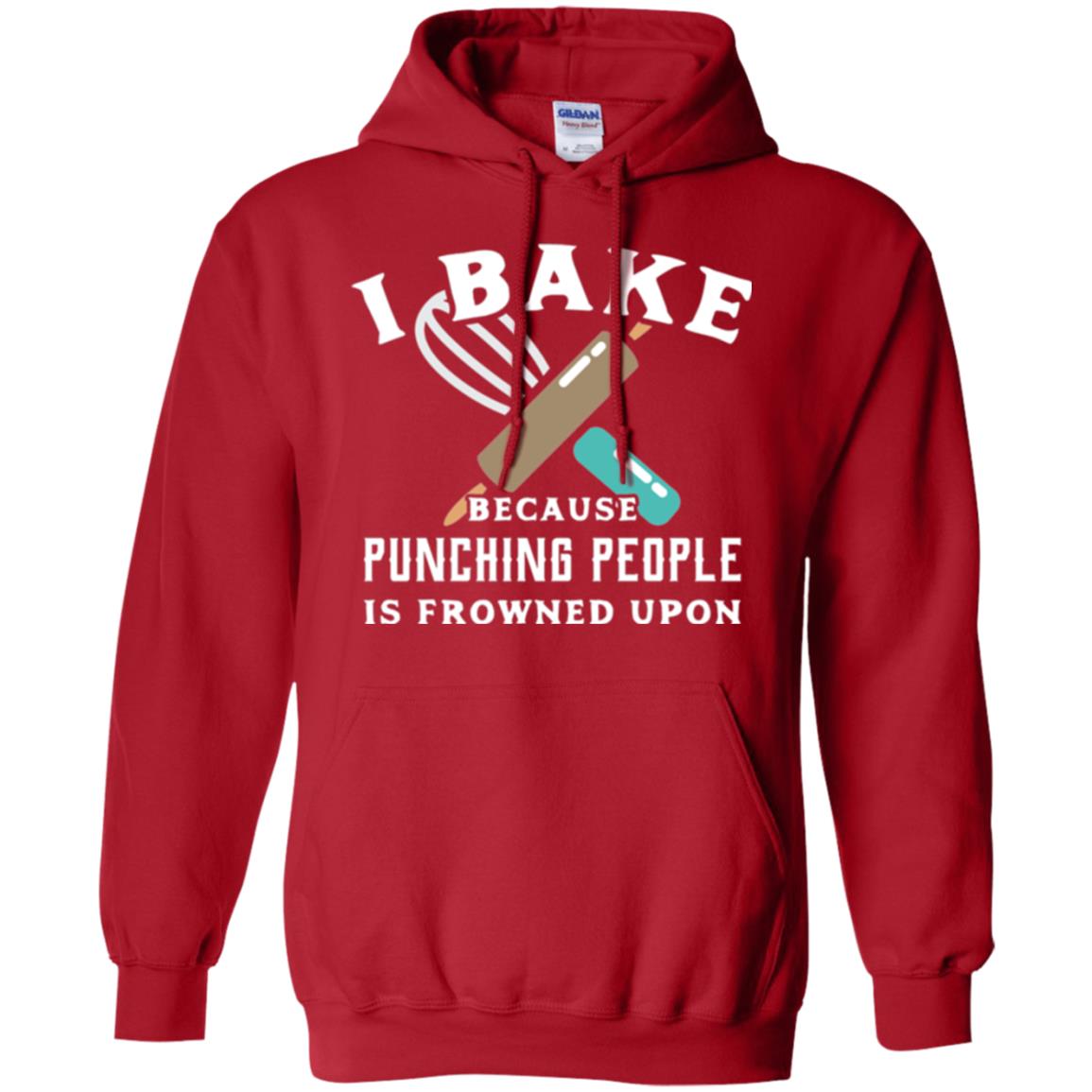 Baking T-shirt I Bake Because Punching People Frowned Upon Red