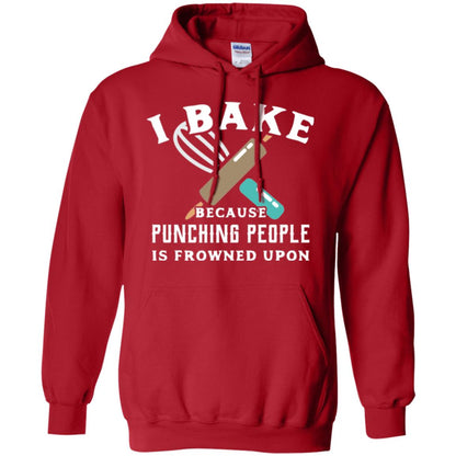 Baking T-shirt I Bake Because Punching People Frowned Upon Red