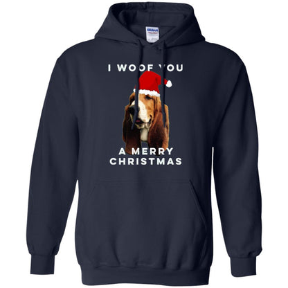 Basset Hound T-shirt I Woof You A Merry Christmas Navy