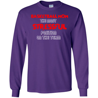 Basketball Mom T-shirt The Most Stressful Position On The Team Purple