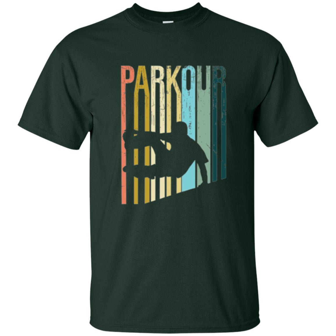 Parkour T-shirt Distressed Style Parkour Silhouette Forest Green