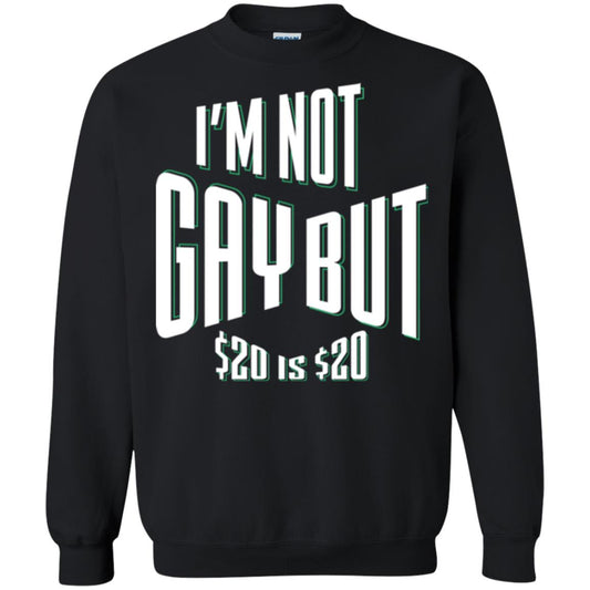 Funny Bi-curious Bachelor Humor Party T-shirt I'm Not Gay But $20 Is $20 Black