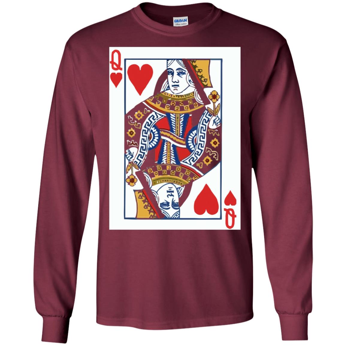 Valentines Day T-shirt Queen Of Hearts Cards Couple Maroon