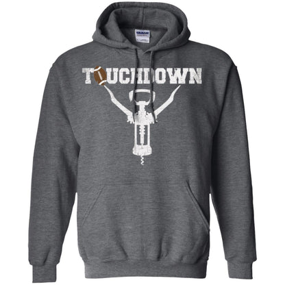 Football T-shirt Touchdown Funny Football Wine Lovers Dark Heather