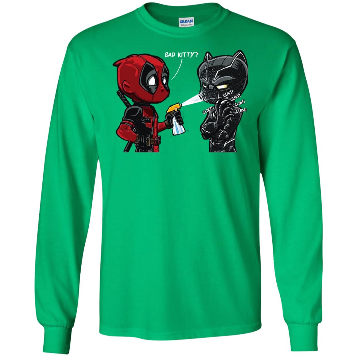 Deadpool Black Panther Bad Kitty Film Lover T-shirt Irish Green