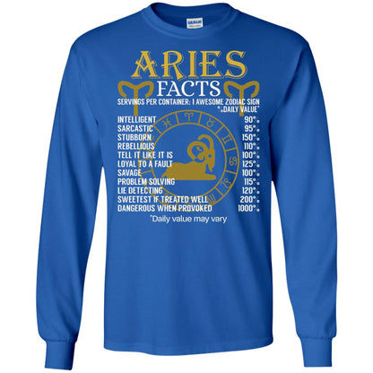 Aries Facts Zodiac Sign T-shirt Royal