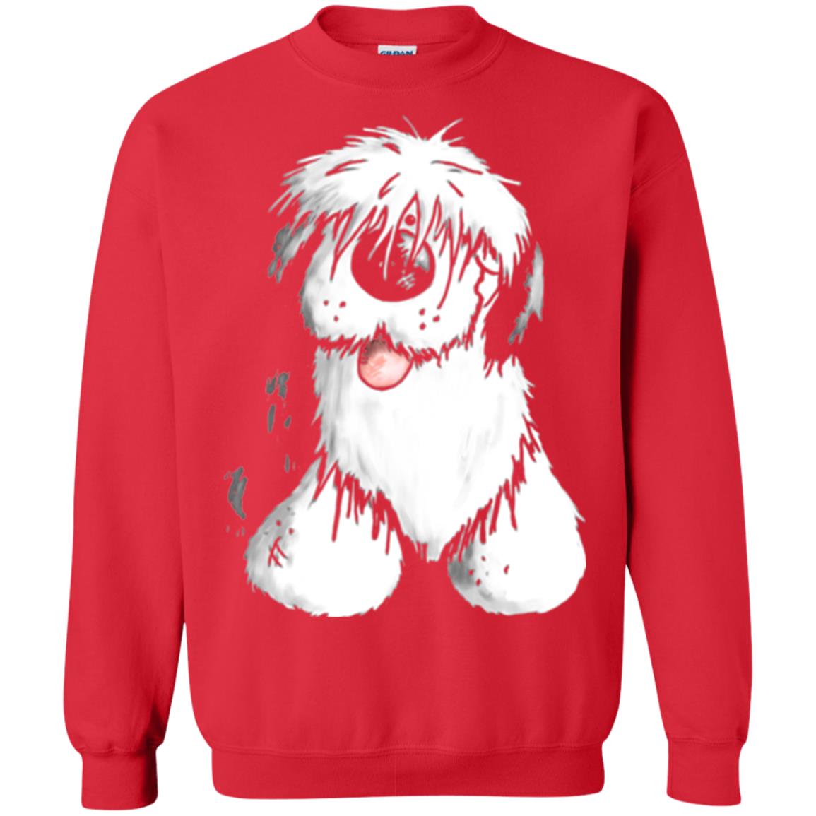 Dog Lover T-shirt Happy Old English Sheepdog Red